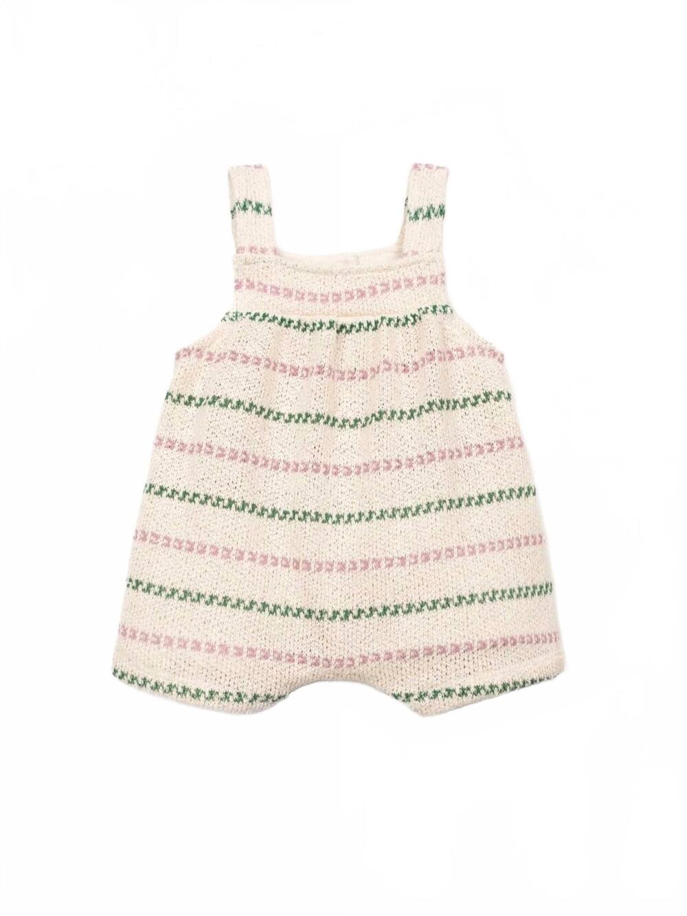 NEW PLAY UP girls striped recycled fiber jumpsuit in white